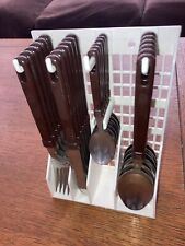 24 Piece *Complete Set* W Rack Vntg ABERT Inox 18/CR Stainless Italy Silverware picture