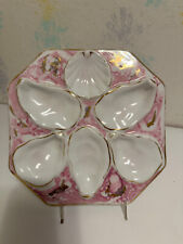 Antique Continental Octagonal 5 Well Oyster Plate, Lavendar, Pink, Gold Bkgrd picture