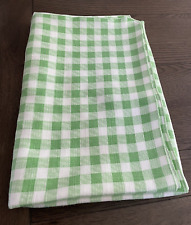 Vintage Mid Century Checkered Gingham Tablecloth Green &White Picnic 48