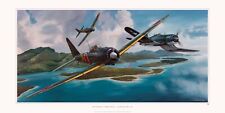 Mitsubishi A6M Zero vs Corsair F4U Dogfight Solomon Islands WWII Ltd Ed Print picture