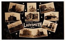 Ladysmith Wisconsin Greetings 10 Views Depot Streets C1904 RPPC Postcard K1 picture
