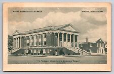 First Methodist Church Amory Mississippi MS c1940 Postcard picture