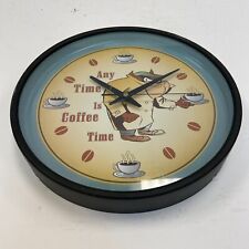 Warner Bros Tasmanian Devil Taz Coffee Time Wall Clock Vintage 1995 Working picture