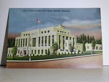 Carbon County Court House Rawlins WY Flag VTG Linen Postcard B640 picture