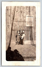 Photograph Vintage Family Snapshot Boys Children Baby Fashion Farm Barn 1939 picture