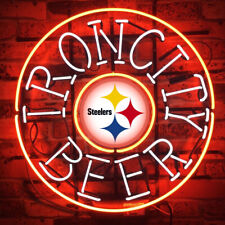 Pittsburgh Steeler Logo Iron City Beer Neon Light Sign Lamp Bar Wall Decor 18x18 picture
