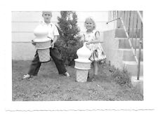 Children With Store Display Ice Cream Cones, Vintage Snapshot Photo picture
