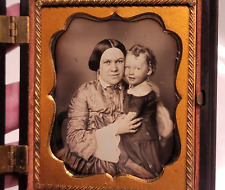 Beautiful double daguerreotype of woman and child in nice union case two images picture