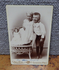 Antique Cabinet Card Photo Boy Girl Doll Roy Rheta Stanfield Westlake London Ont picture