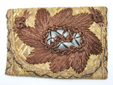 Antique Hand Woven Reed Purse  Shells & Flowers  Hawaii??  Very Nice Condition picture