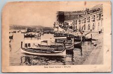 MALTA 1920 Postcard Quay Grand Harbour Boats picture