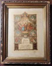 Beautiful Antique 1916 Gesso Framed Marriage Certificate Buffalo NY Calligraphy  picture