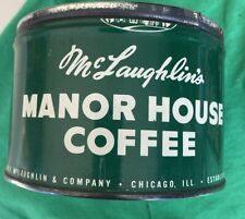 McLaughlin's MANOR HOUSE Coffee Can, Vintage 1lb.  Coffee Key-open Tin, No Lid picture