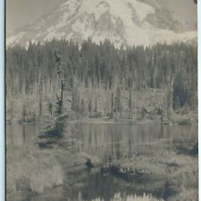 1919 Mt Rainier Washington RPPC Beautiful Forest Pond Real Photo Postcard WA A26 picture