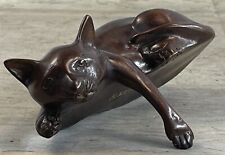 Desktop Cat Bronze Sculpture Figurine Figure Signed Original Art 3