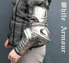 Medieval Larp Warrior Steel Pair Of Arms with Couters Gothic Armor Bracers Arm picture