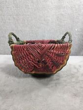 Amish Style Egg Basket 5” Tall With Dyed Wicker Sides  picture