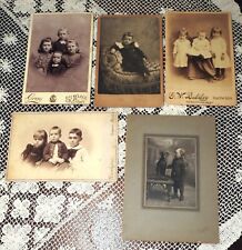 Vintage Antique Photo Cabinet Card Photograph Bundle Lot of Five (5) - Children picture