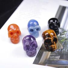 1.5'' Natural Gemstone Quartz Crystal Skull Carved Healing Mineral Stone Decor picture
