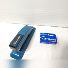 Vintage Swingline Cub Stapler Blue Metal Made in USA with Box of Staples Small picture