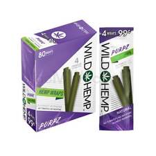 Wild H  80 Wraps Organic Rolling Paper 20 Pouch X 4 Wrap Full BOX PURPZ picture
