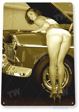TIN SIGN Work Heels Pin-Up Hot Rod Girl Auto Shop Garage Cave A010 picture