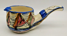 Pipe Shaped Ceramic Ashtray Marmaca Rep. San Marino Hand Painted Sailboats Vtg. picture