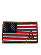 Masonic american flag freemason plate auto car Emblem Golden Red and white picture