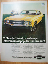 1971 71 Chevy CHEVELLE large color magazine ad 