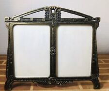 Vintage Grand Italy Art Deco Style Metal Frame 2 Photos 2.75X3.5” Gold Set/Hang picture