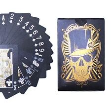 2 Decks of Gold Playing Cards, Waterproof Plastic Poker Cards Black- Gold Skull picture