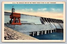 TVA Douglas Dam, French Broad River In East Tennessee VINTAGE Postcard picture