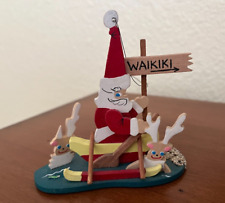 Vintage EMGEE ORNAMENT - WAIKIKI BOUND Santa in Outrigger Canoe  MADE in HAWAII picture