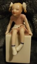 Lenox Sitting Girl with Pink Dress & White Bows Figurine 2 Small Chips On Apron picture