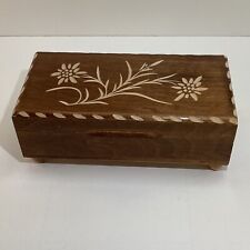 cuendet Wood Engraved music Trinket Jewelry box Plays Edelweiss 15303 picture