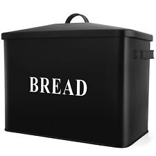 Extra Large Black Bread Box with Lid Metal Bread Storage Container for Farmhous picture