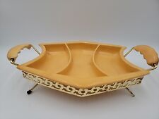 Vintage Miramar of California Pottery Gold Divided Dish Metal Carrier #946 picture