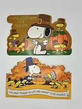 Hallmark Vintage Peanuts Snoopy Thanksgiving Autumn Die Cut Out Decor Set of 2 picture