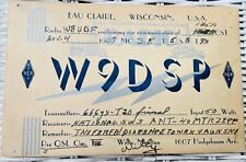 Eau Claire Wisconsin 1939 Vintage Ham Radio CB Amateur QSL QSO Card Postcard picture