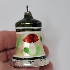 Vtg Mercury Glass Bell Ornament W/Clapper Mushroom? Design W. Germany Sticker  picture