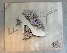 Antique Vintage Wedding Congratulations Card. Embossed Front. picture