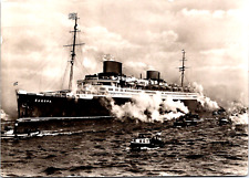 Postcard SS Europa Norddeutsche Lloyd Bremen Steamer Ocean Liner Full Power Tug picture