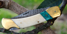 SHARD™ CUSTOM HAND FORGED DAMASCUS Steel Lockback Folding Pocket Knife W/Sheath picture