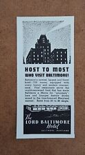 Vintage Lord Balitimore Hotel - 1940 Art AD Travel Architecture Decor  picture