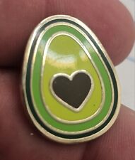 VTG Lapel Pinback Hat Pin All Gold Tone Avocado Heart Enameled Green Pin  picture