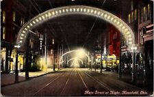 Postcard Main Street at Night in Mansfield, Ohio picture