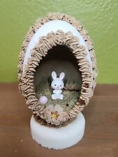 Vintage Easter Spring Egg Sugar Diorama Panoramic Brown Theme Rabbit Flowers 5.5 picture