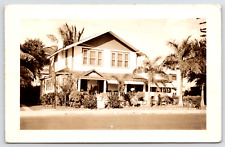 RPPC Ladies in Front of Long Porch~Two-Story Homes Surrounded by Palm Trees 1927 picture