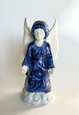 Delft Holland Cobalt Blue White Angel Porcelain Figurine Hand Painted Unique picture