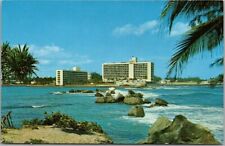 Vintage San Juan, PUERTO RICO Postcard CARIBE HILTON HOTEL Chrome c1960s Unused picture
